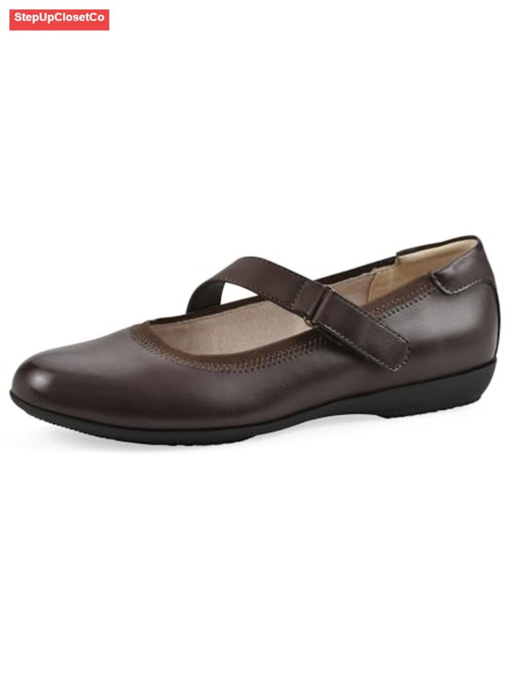 Women's Cushioned Carwen Mary Jane Ballet Flat with Velcro Strap